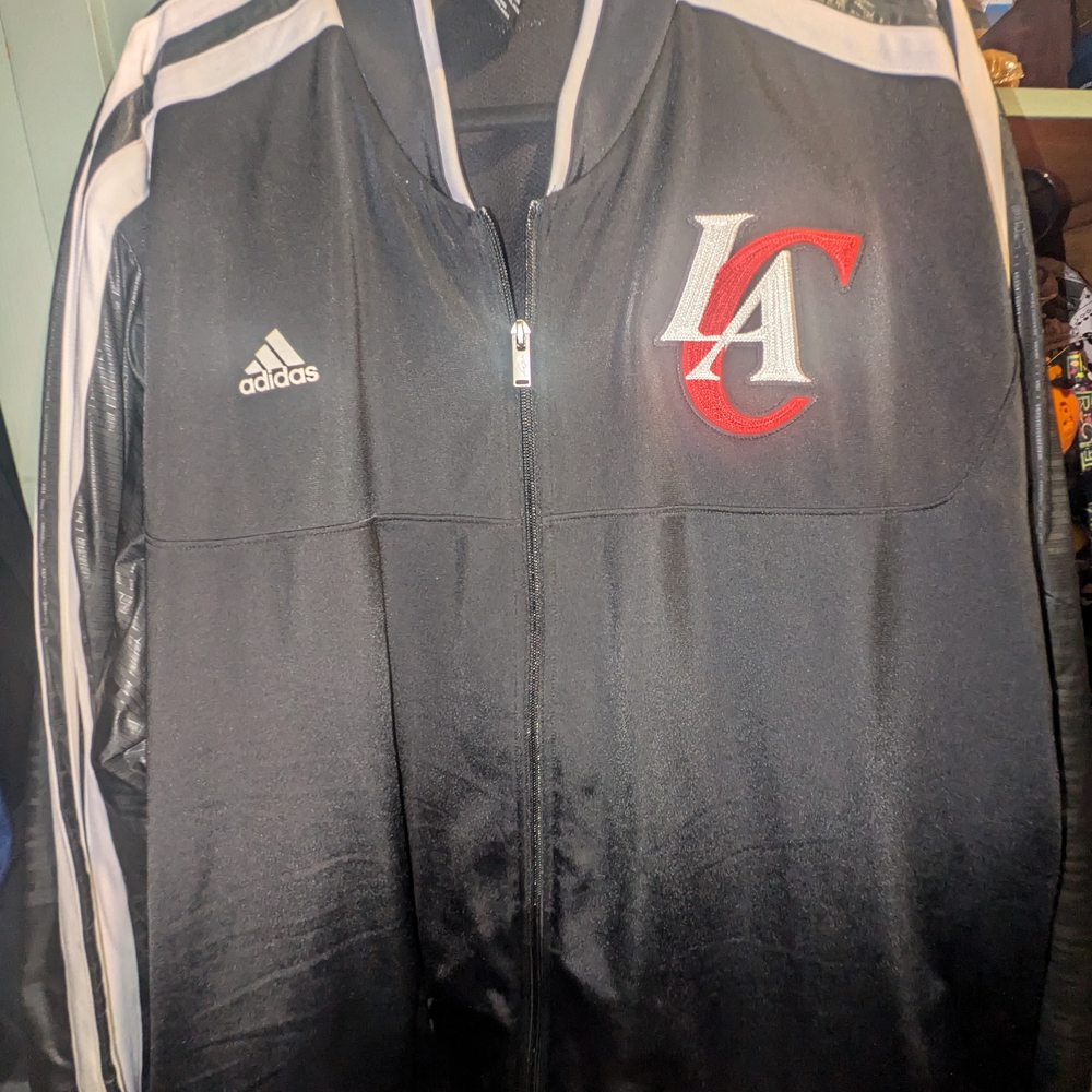 Adidas Black and White Bomber Jacket LA Clippers